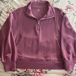 Women's Purple Cropped Quarter-Zip Sweatshirt